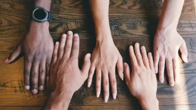 Hands on table